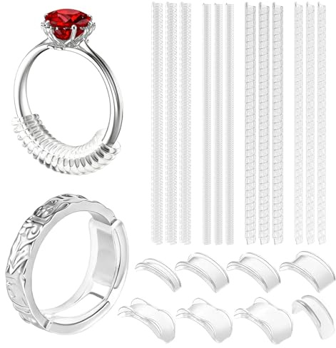 XULIERUX 20-Teiliges Unsichtbares Silikon-Ringgrößen-Reduzierer, Verkleinert Ringgröße, Geeignet für Verschiedene Größen und Breiten von Ringen, Unisex