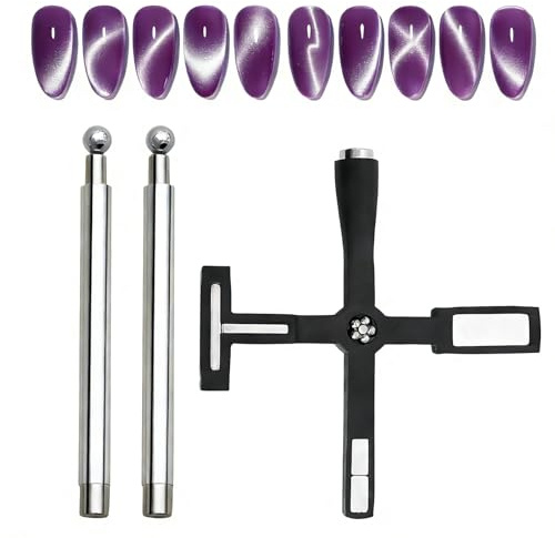 3 Stück Cat Eye Magnet, Dual-Ended Magnetstift, 5-in-1 Multifunktions Katzenaugen Magnetstifte, Cat Eye Nagellack Magnet für Nail Art DIY Katzenaugen-Gel-Nagellack Salon Nageldesign Zubehör