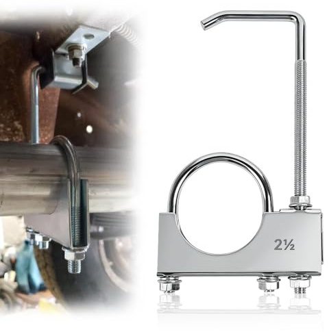 Vurixfo 2.5 Inch Universal Clamp On Exhaust Hanger, U-Shaped Galvanized Exhaust Clamp Adjustable Muffler Pipe Clamps with Hanger for Fixing Exhausts System Silencer Pipes and Suspension Parts