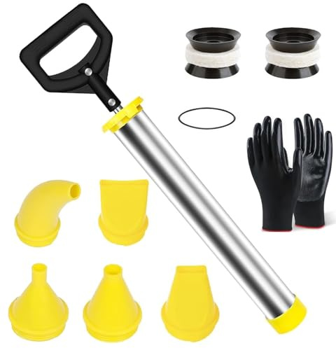 Cement Caulking Gun Set with 5 Nozzles, Stainless Steel Mortar Syringe Hand Grouting Pump, Multifunction DIY Lime Applicator Tool, Professional Grout Sprayer Pointing Tools (Yellow)