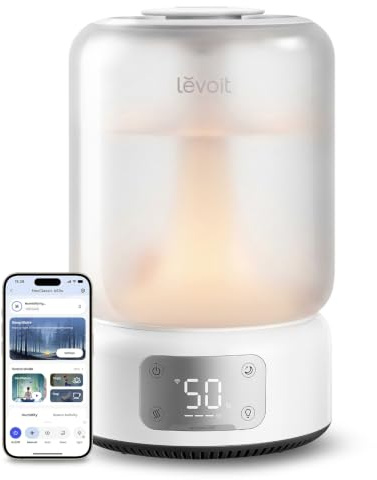 Levoit Smart Humidifier for Bedroom, 6.2L Top Fill, 26dB Ultra Quiet | 62H Runtime, Cool Mist Humidifier, Easy-Clean Detachable Sink, App & Voice Control, Oil Diffuser for Bedrooms & Large Rooms
