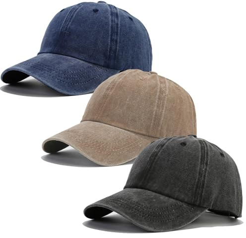Dzpuhuojz 3 Pcs Baseball Caps, Distressed Washed Vintage Caps for Men Women