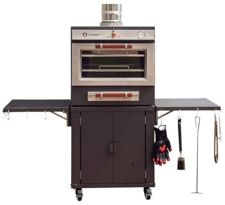 Professioneller Glut- und Holzkohle-Grillofen ECO 60 INOX aus Edelstahl, Holzkohleofen mit Grillrost und Edelstahlplatte