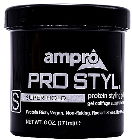 AmPro Pro Styl Styling Gel - Protects and Strengthens Your Strands - Non-Flaking, Alcohol Free, Vegan Formula - Flexible, Touchable Hold for All Hair Textures - Super Hold - 6 oz