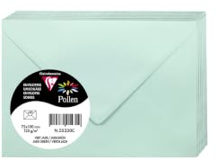 Clairefontaine 55330C - Packung mit 20 Umschlägen Pollen 7,5x10 cm, 120g, gefüttert, ideal für Einladungen und Korrespondenz, Premium glattes Papier, Jadegrün, 1 Pack