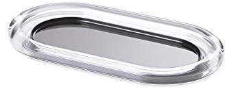Omada Design Vassoio Biscotti da Tè o Aperitivo, da 21x12 cm, interno colorato e bordo acrilico trasparente, Made in Italy, Linea Crystal, Nero | Vassoio da Portata per Piccole Quantità, Ideale per Biscotti a Colazione, per Bar o Caffetterie, Lavabile in Lavastoviglie