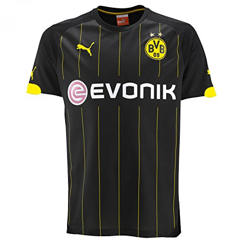 PUMA Kinder Trikot BVB Away Replica Shirt, Black-Cyber Yellow, 176