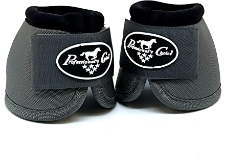 Professional's Choice Ballistic Overreach Bell Boots for Horses | Superb Protection, Durability & Comfort | Quick Wrap Hook & Loop | Sold in Pairs | X-Large Charcoal