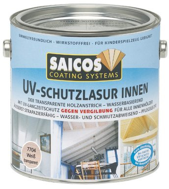 Saicos 7704 501 UV-Schutzlasur innen weiß transparent 2.5 l