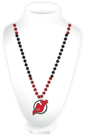 Rico Industries NHL Perlen mit Medaillon, New Jersey Devils Fans, Unisex, Kunststoff, NJ mit Eishockeyschläger, Perle, Halskette