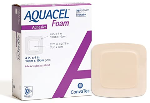Convatec - Convatec (medicazione, schiuma AQUACEL, adesivo, 10 x 10 cm), confezione da 10 pezzi