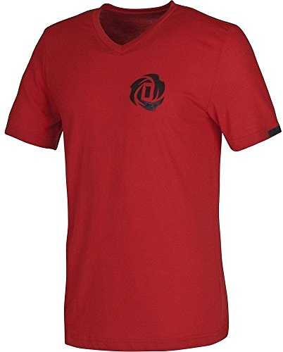 Adidas Derrick Rose V-Neck T-Shirt Herrenshirt rot/schwarz, Größe:S