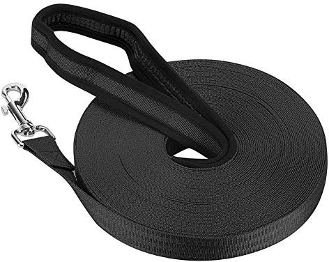 Vivifying Training Lead for Dogs, 20m/65ft Long Nylon Long Line Dog Lead for Pet Tracking Training Obedience Lead Leash (Black)