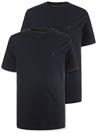 JP 1880 Hommes Grandes Tailles L-8XL Tee Shirt col Rond en Coton, Lot de 2 Bleu Marine foncé 6XL 702637 70-6XL