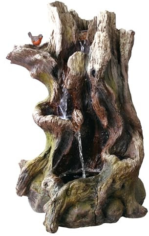 Easy Fountain Knotted Willow Falls Water Feature – Mains Powered, No Plumbing, Outdoor Garden Fountain with Recirculating Pump, Polyresin, Patio & Garden