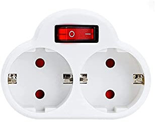 Plugue com interruptor Schuko conector | 2 camadas de tomada dupla em branco, conector vertical dupla - Vertical (1)
