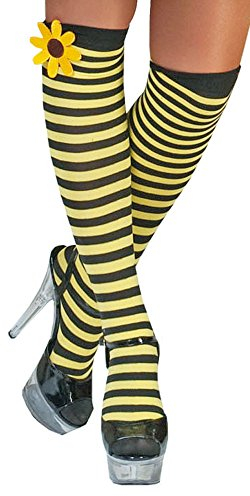 Strümpfe Overknees zum Bienen Kostüm mit Blume