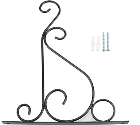 Garosa Retro Iron Plant Hanging Hooks Wall Brackets Hanger Flower Hook for Bird Feeders Planters Lanterns Wind Chimes 25 * 21cm/9.8 * 8.3in (Black)