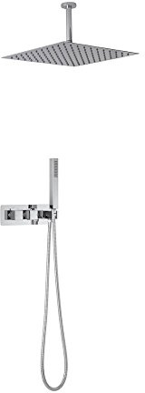MILANO Mixer Valve 400mm Ceiling Mounted Square Shower Head Handset Chrome