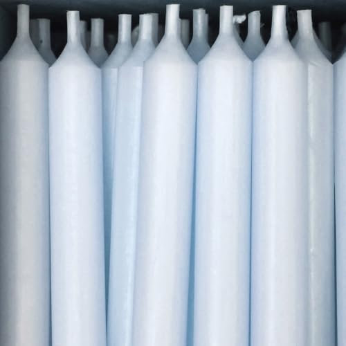 Bütic GmbH Stabkerzen durchgefärbt 250mm x Ø 13mm - Kerzen hochgereinigt, Brenndauer 5,5h, geruchsneutral, rußarm mit rückstandsfreiem Abbrand, Farbe:Taubenblau, Set mit:16 Stück