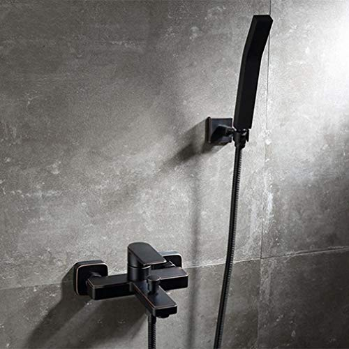 UZSYLE Badewanne Armatur Schwarz Showerfaucets Wand Befestigtes Bad Und Dusche-Hahn Mit Handbrausen Öl Schutt Bronze Heiß- Und Kaltwasser-Hahn