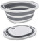 LIVIVO Collapsible Wash Basin Bucket with Rigid Base for Chopping Board Use - Multipurpose Basket – Large 7.5L Capacity Sturdy Folding Basin with Comfortable Grip Handles
