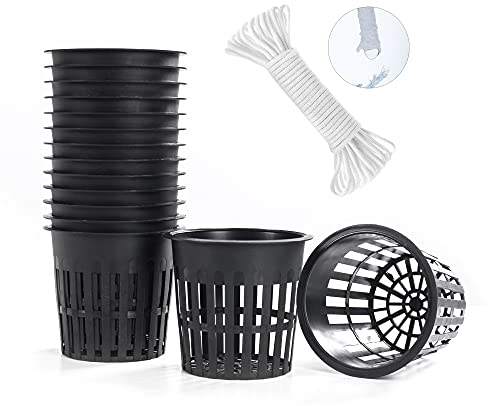 ORIMERC Confezione da 20 vasi netti da 10,2cm con stoppino idroponico da 9m, per acquaponica, vaso da muratore, secchielli per orchidee, orto, giardinaggio, cesti per reti a fessura