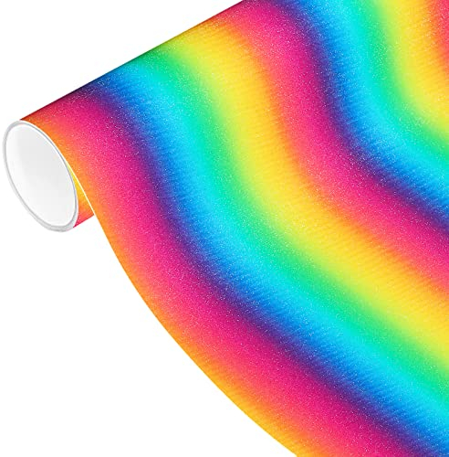 VINYL FROG Glitzernder Plotterfolie Vinylrolle Regenbogen Vinylfolie Plotter 30,5x155cm Selbstklebende Folie für DIY-Geschenke, Tasse, Fenster, Keramik, Kunststoff