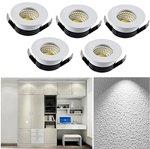 Recessed Ceiling Lights, Pack of 5 * 3W Downlights Spotlight, LED Recessed, Small Cabinet Mini Spot Lamp, Ceiling Downlight Kit, Fixture [Energy Class A+] (White Light)