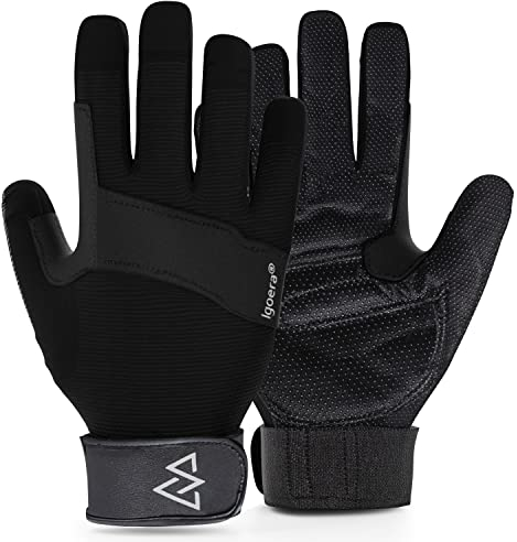 Igoera®️ Kletterhandschuhe mit hochwertigen u. robusten Nähten, Fingerhandschuhe zum Klettern u. Bouldern für mehr Grip u. Schutz am Fels u. an der Wand, Unisex