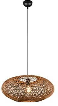 meineWunschleuchte Große Pendelleuchte Korbgeflecht Lampenschirm aus Sisal Ø 52cm