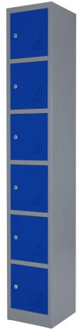 The Workplace Depot 6 Door Locker Premium Steel Construction Grey Finish 1800mm High Vandal-Resistant and Ventilated for Office or Industrial Use (6 Door, Blue)
