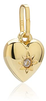 NKlaus Kettenanhänger kleines Herz Weiße Zirkonia 333 Gelb Gold 8 Karat 9,4mm Glanz 8647