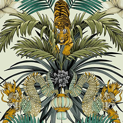 Belgravia Decor Wilson Oriental Animal Dragon Tiger Wallpaper Cream/Multi 3912