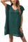 Codkkre Damen Gestrickte Strandkleid Sommer Kurz Knielang Badeanzug Bikini Cover Up Strandponcho V-Ausschnitt Sexy Beachwear Cutout Crochet Cover Ups, Grün