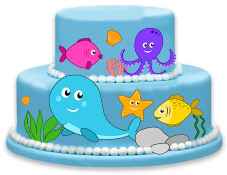 Essbare Tortendeko - Meer - Fondant Kuchen Tattoo aus essbarem Zuckerpapier