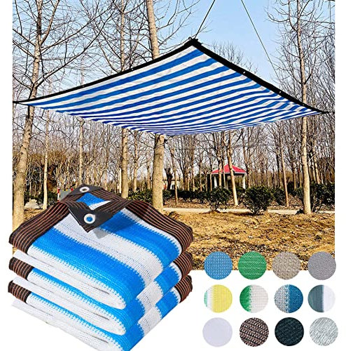 ZHJSHOU Rete Ombreggiante,Telo Tenda da Sole per Esterno, Vela Ombreggiante, Protezione Solare Respirante 90% Anti UV Giardino Esterni,per Pergolato, Serra, Blu Bianco,2X6m