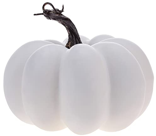 Funzhan 15 cm Weiß Künstliche Kürbis Deko Herbst Tischdeko Herbstdeko Kürbisse Eicheln Blätter Beerenzweig Innen Halloween Herbstblätter Zierkürbisse Aussen Thanksgiving Herbstdekoration Tür Fenster