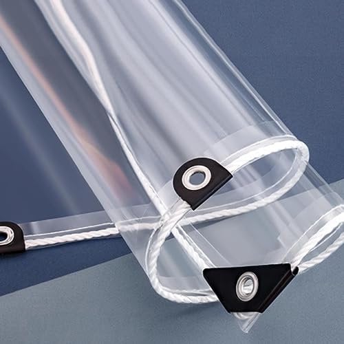 YHBZ Telo Trasparente Impermeabile per Esterni,Antipioggia Telone,per pergola,Veranda,Campeggio,Auto,Telone Anti-invecchiamento Resistente PVC con Occhielli,Personalizzazione,2.4x5m/7.9 * 16.4ft-T
