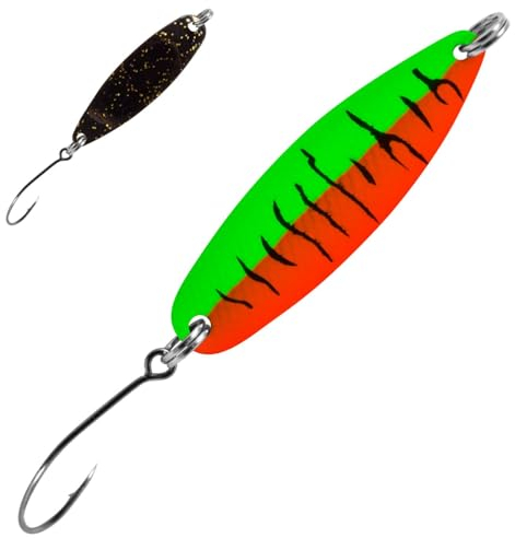 FTM Spoon Hammer 1,7g - Forellenspoon, Farbe:Rot - Grün - Schwarze Streifen/Schwarz