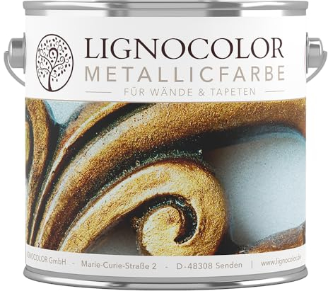 Lignocolor Metallic Wandfarbe| effektvoll glänzende Metallicfarbe für Wände, Tapeten uvm. | viele Farbtöne verfügbar (Celtic Bronze, 2,5 L)