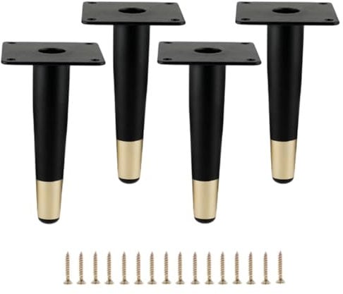 MEETOZ 7.9 inch / 20cm Furniture Legs Setm,4PCS Metal Cabinet Legs,With screws,with Rubber Floor Protectors, for Sofa, Legs for Dresser, TV Stand, End Table etc(Black gold)