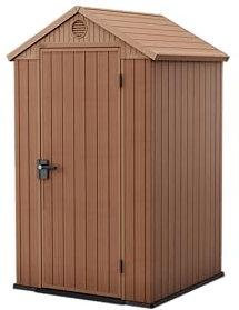 Keter Casetta da Giardino Darwin 4x4, Finitura Effetto Legno, Colore Marrone, 1,4 m², 125,8x117x205H cm
