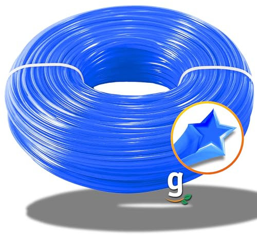 Gardazon Filo per decespugliatore in nylon – 2,4 mm x 15 m (profilo a stella) – Filo di ricambio per tagliaerba a batteria – Filo di ricambio per bobina tosaerba, filo di nylon in acciaio, trimmer,