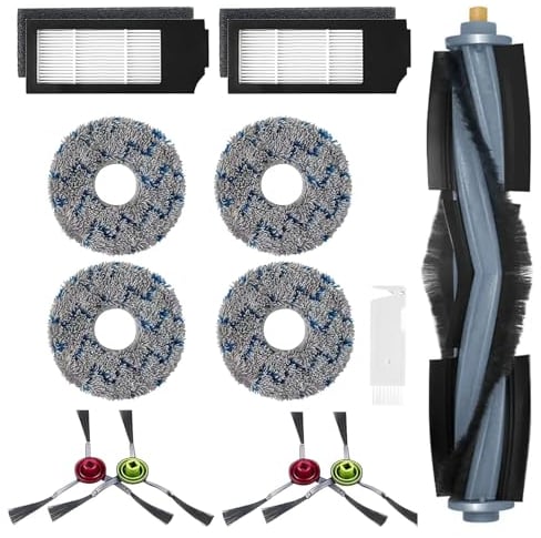 DianSung Accessories for Ecovacs DEEBOT X1 Omni / X1 e Omni / X1 Turbo / T10 Turbo / T10 Omni Robot Vacuum Cleaner Replacement Parts, 1 Roller brush, 2 HEPA Filters, 4 Mop, 4 Side Brushes