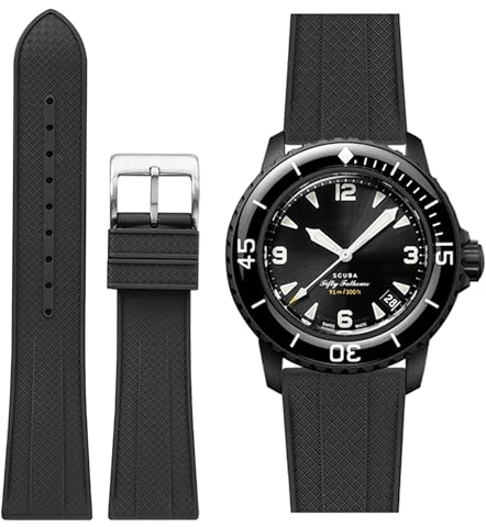 Armband für Blancpain Swatch, universelles 22 mm breites Band, weich, wasserdicht, Ersatzband für Blancpain X Swatch Fifty Fathoms, für Damen und Herren (22mm, Schwarz)