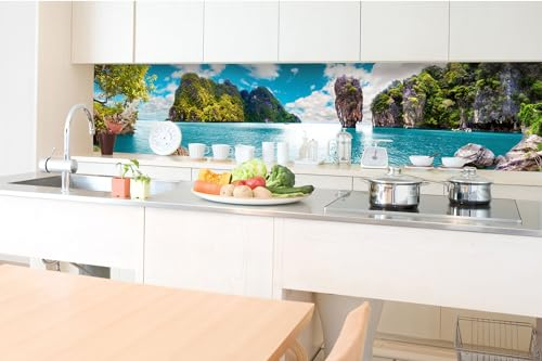 DIMEX Self-Adhesive Film for Kitchen Splashback, Thailand Island, 350 x 60 cm, Adhesive Film, Decorative Film, Splash Guard for Kitchen, Made in EU