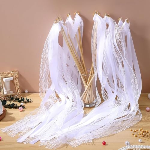 Wedding Wands Zauberstäbe Hochzeit Luftschlangen 30stk Spalier Hochzeit Wiederverwendbar Glücksstab Kein Grat für Hochzeiten Geburtstage Partys Feiertagsfeiern Verwendet Weihnachten (Weiß)