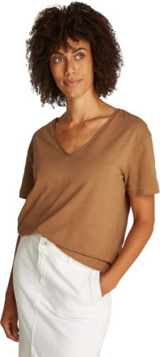 Tommy Hilfiger Damen T-Shirt Kurzarm mit V-Ausschnitt