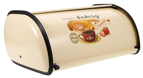 Amosfun Brotaufbewahrungsbox aus Eisen mit Deckel, Kompakt, Goldfarben